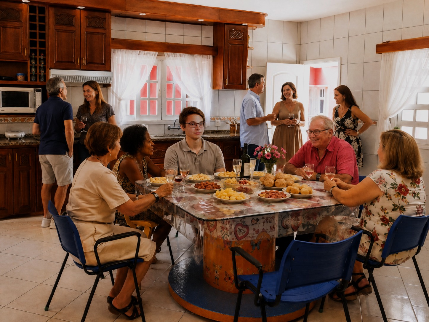 Espaço gourmet coberto para confraternizações